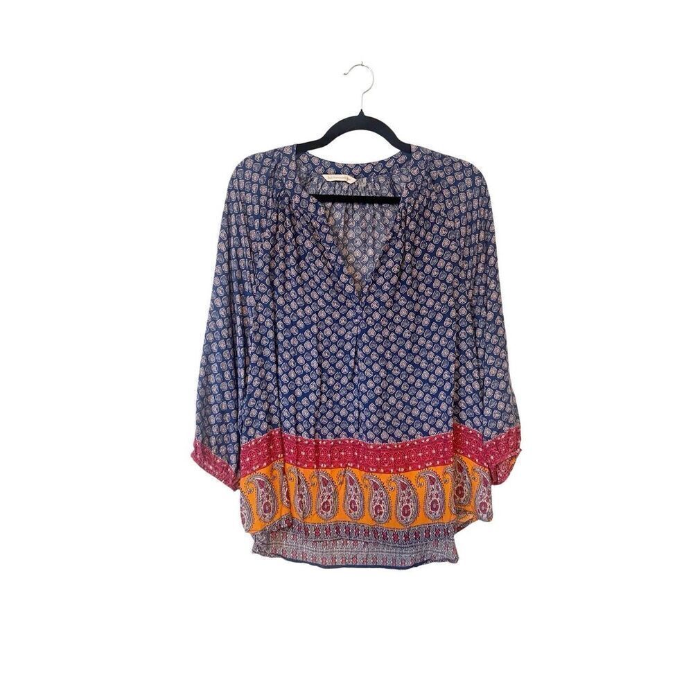 Soft Surroundings Popover Paisley V-Neck Long Sleeve Top‎ Women’s Medium Casual